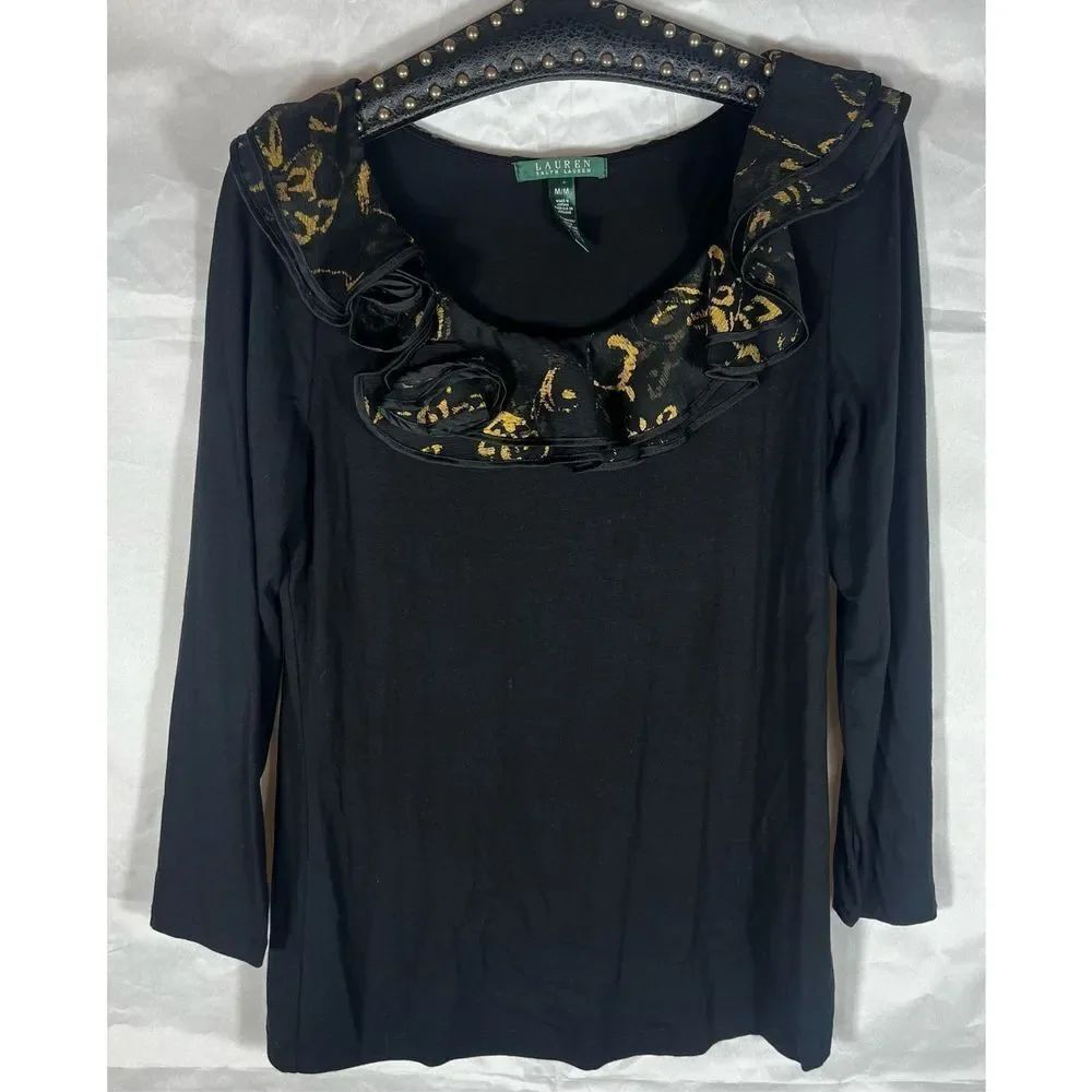 Lauren Ralph Lauren ruffle collar long sleeve top
